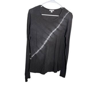 Standard James Perse T-Shirt Women's 3 Gray Round Neck Long Sleeve Tie Dye Shirt